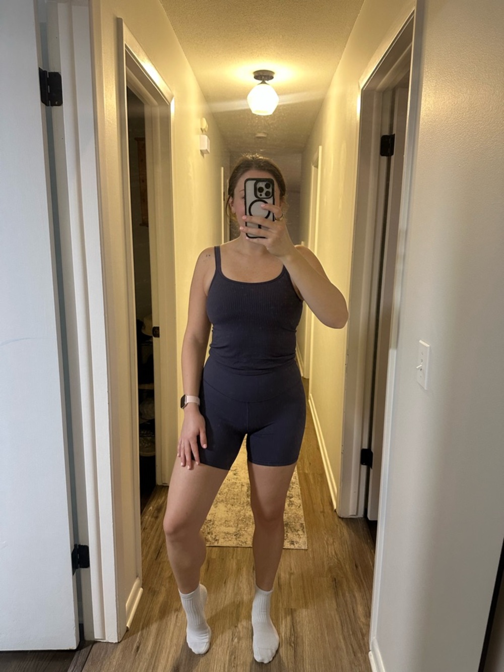 Lululemon ribbed Scoop Neck tank with matching align shorts in dusty purple